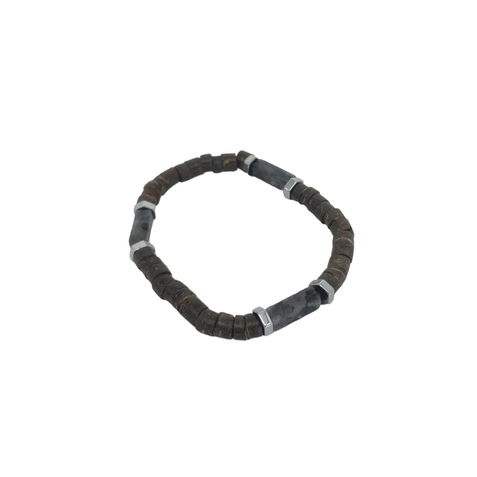 Smokey Quartz Bar & Coconut Stretch Bracelet