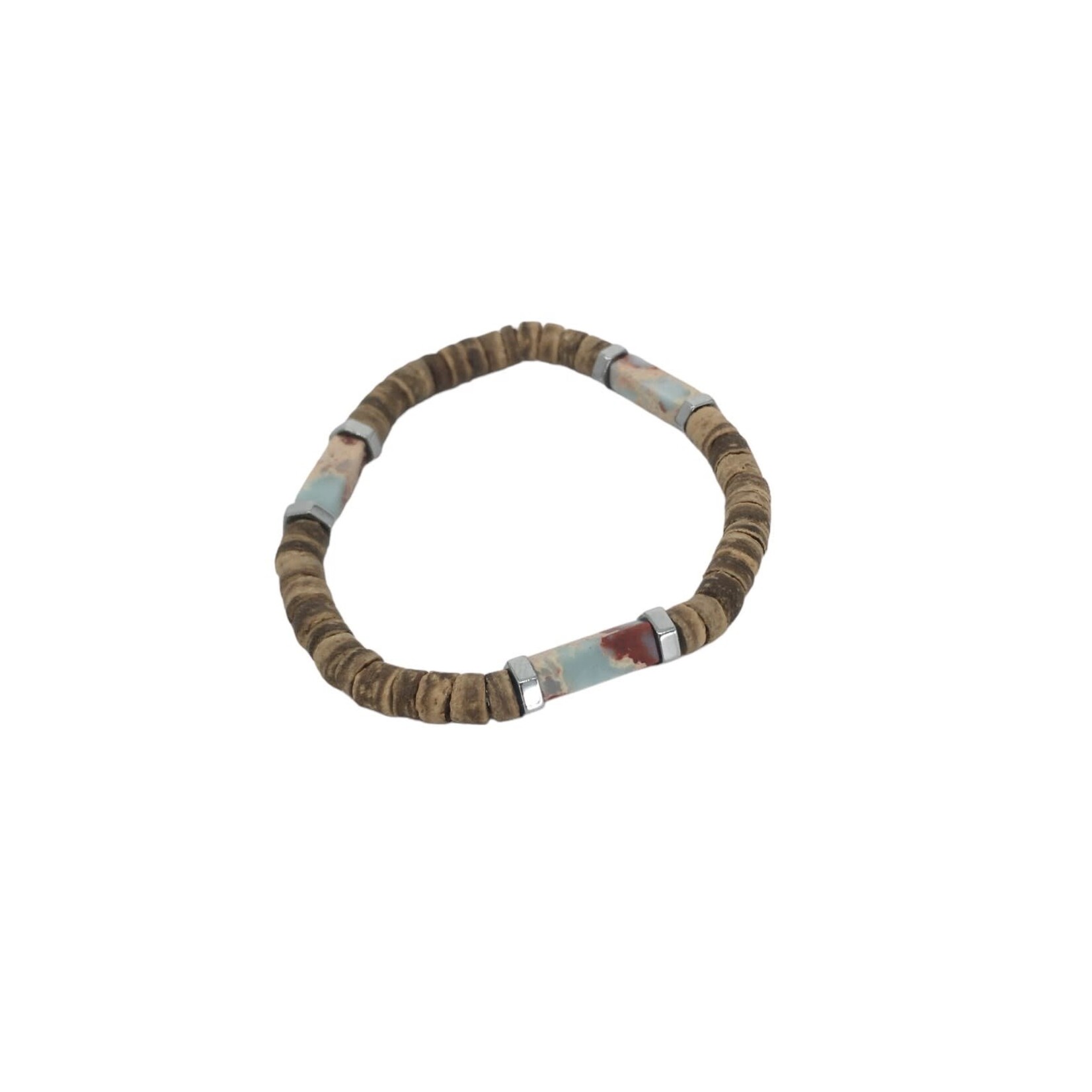 Shoushan Stone Bar & Coconut Stretch Bracelet