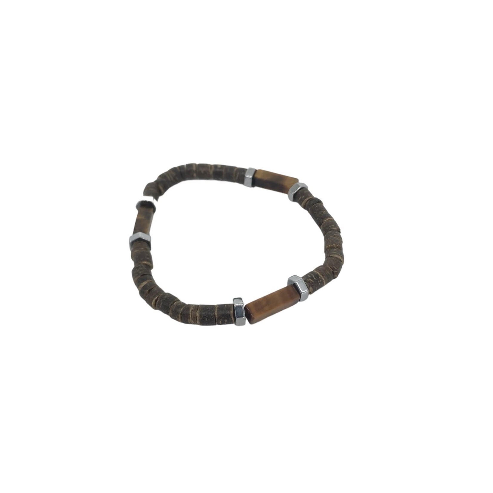 Tiger Eye Bar & Coconut Stretch Bracelet