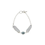 Sterling Silver Biwa Pearl and Blue Topaz Bracelet