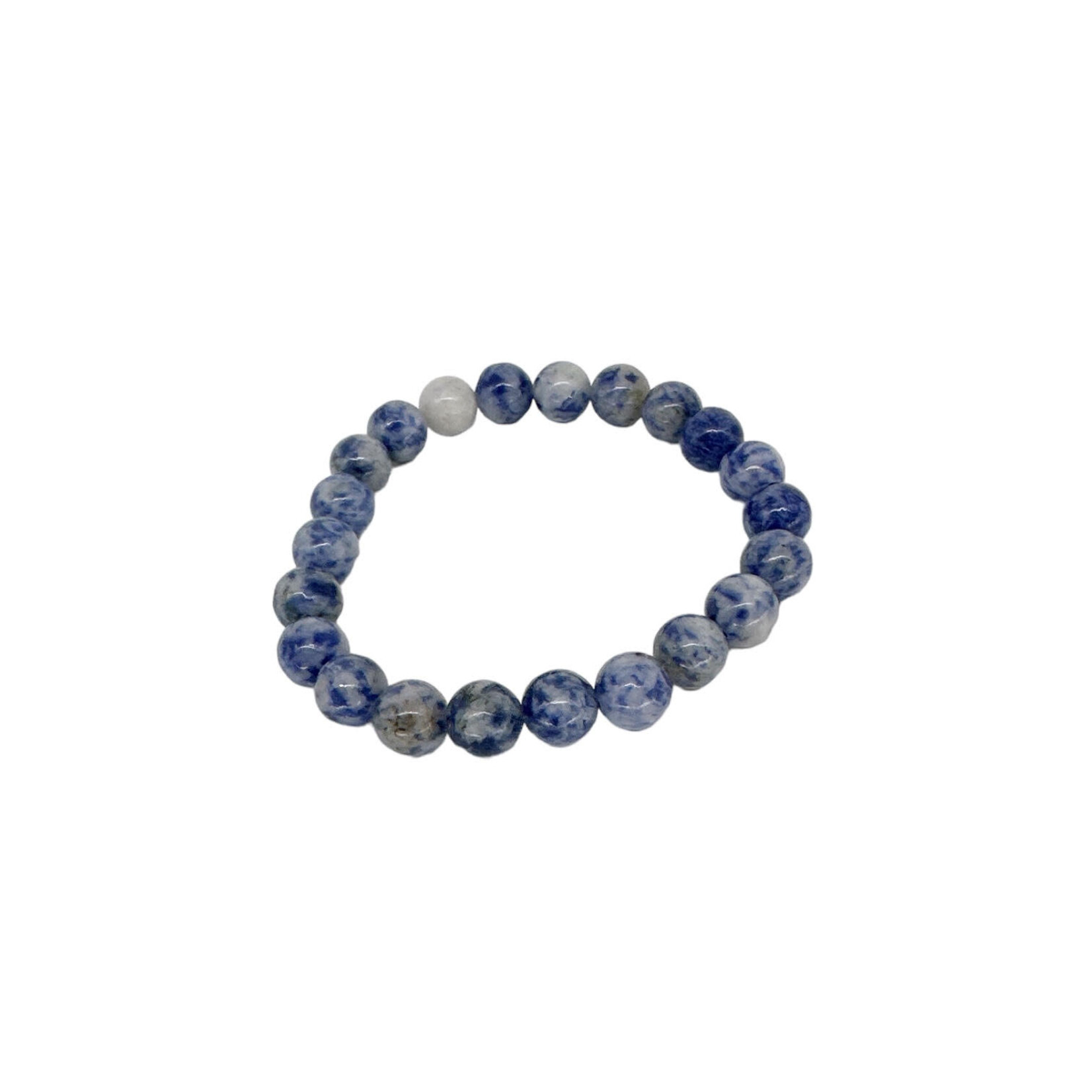 White Blue Vein Sodalite Gemstone Stretch Bracelet 8mm