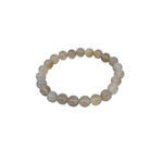 Gray Lace Stripe Agate Gemstone Stretch Bracelet 8mm