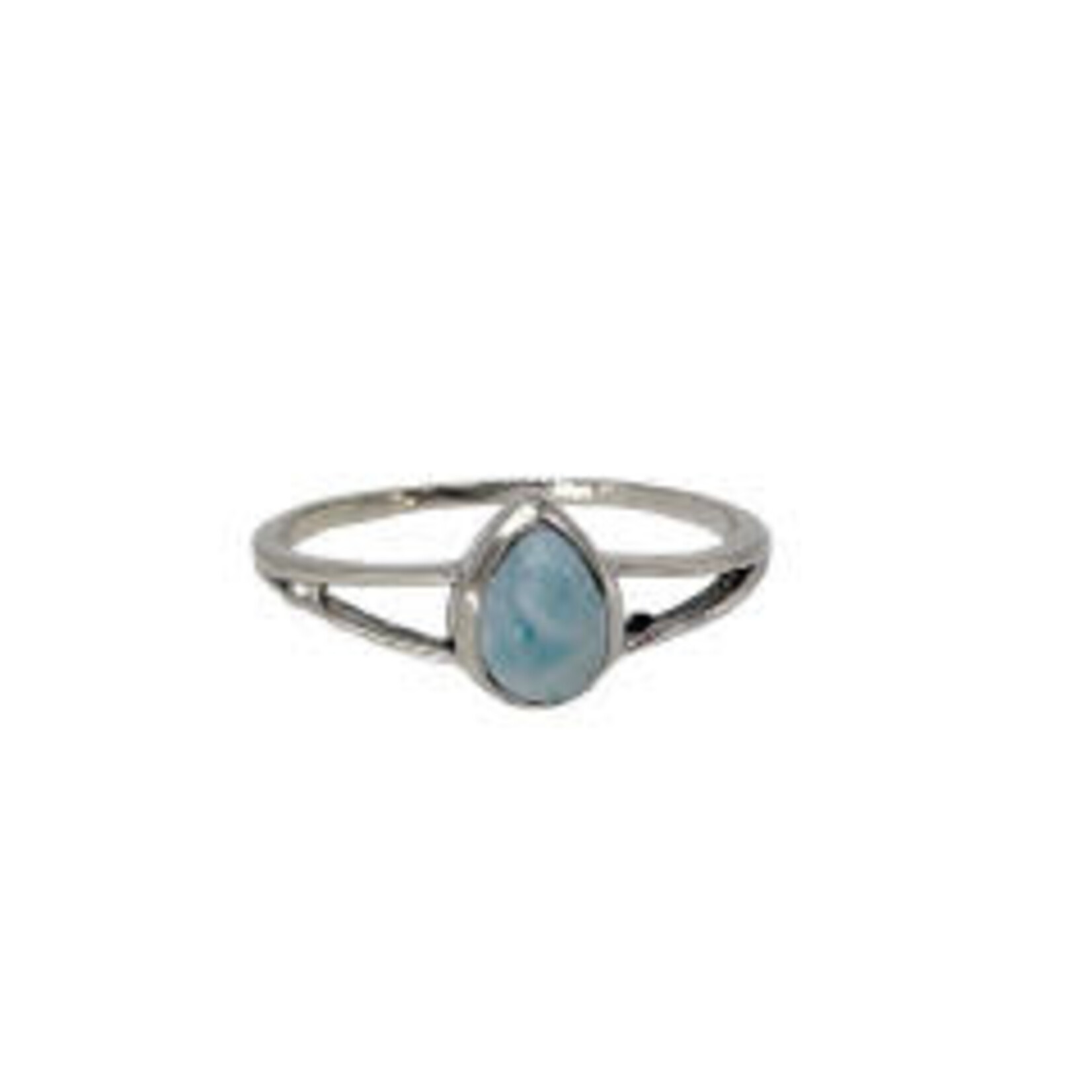 Sterling Silver Split Shank Larimar Raindrop Ring