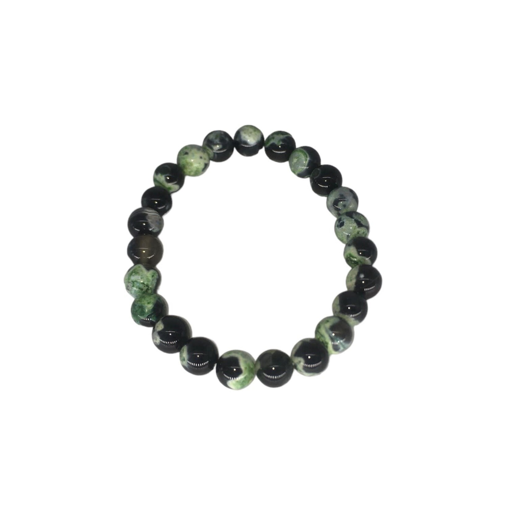 Brazil Fire Agate Green Gemstone Stretch Bracelet 8mm