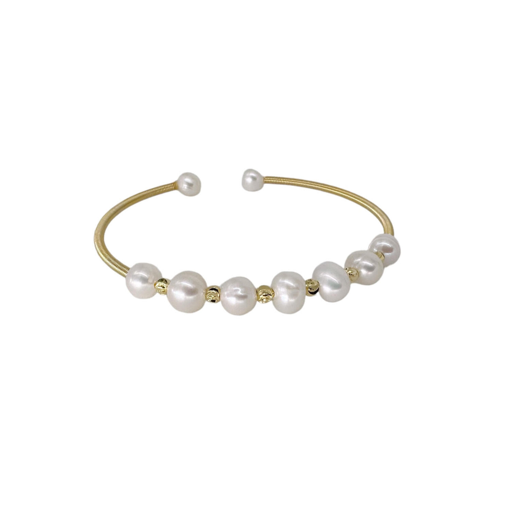 7mm Cultured White Pearls Bangle Bracelet