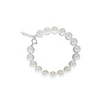 10mm 7.5-8.5"  Pearl Bracelet with Sterling Silver Spring Ring Clasp White