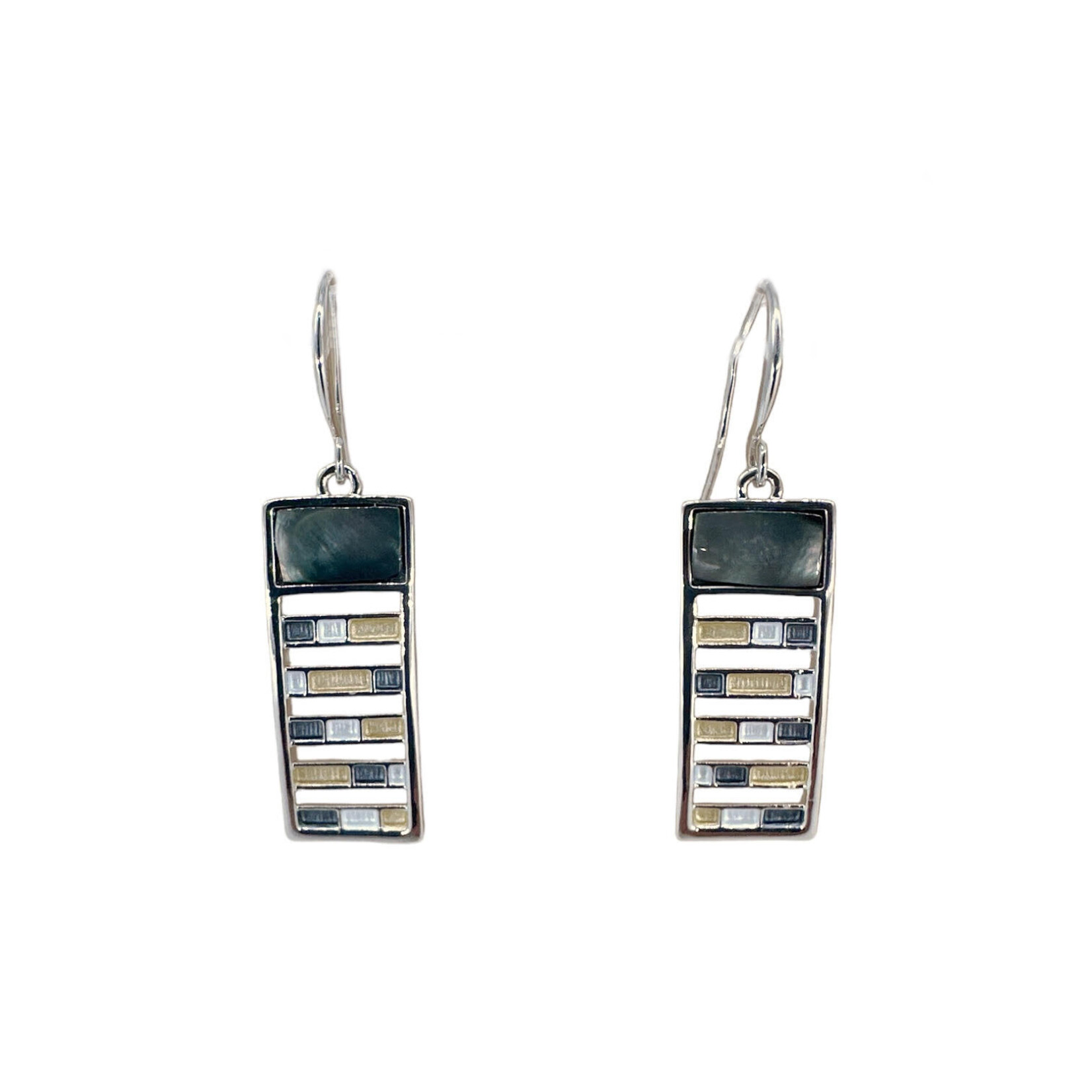 Tricolor Mother of Pearl Hook Earrings Bar