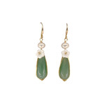 Copper, Jade and Pearl Dangle Earrings Jade Wrap