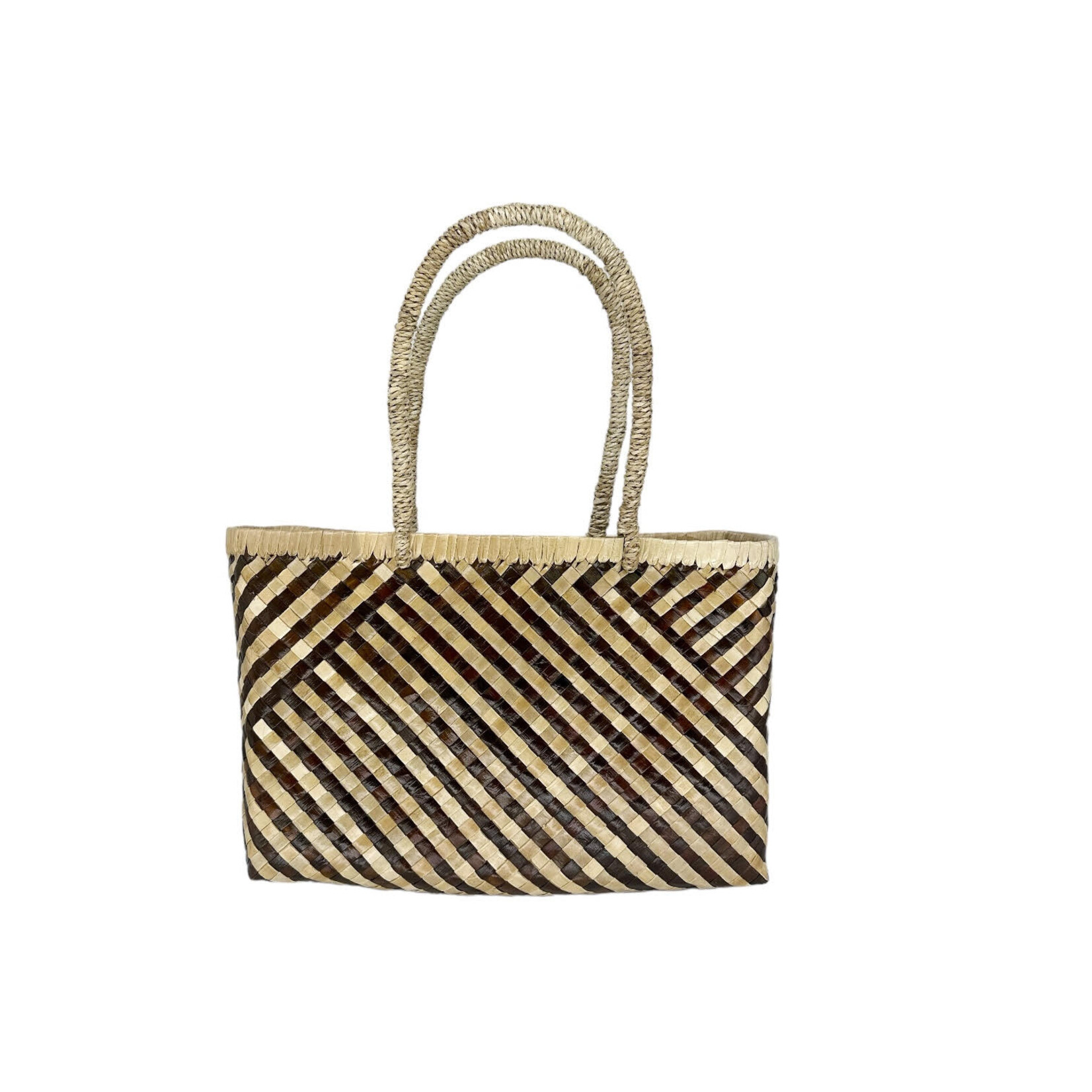 Two Tone Woven Lauhala Hula Bag Alelo *AVAILABLE IN 3 SIZES*