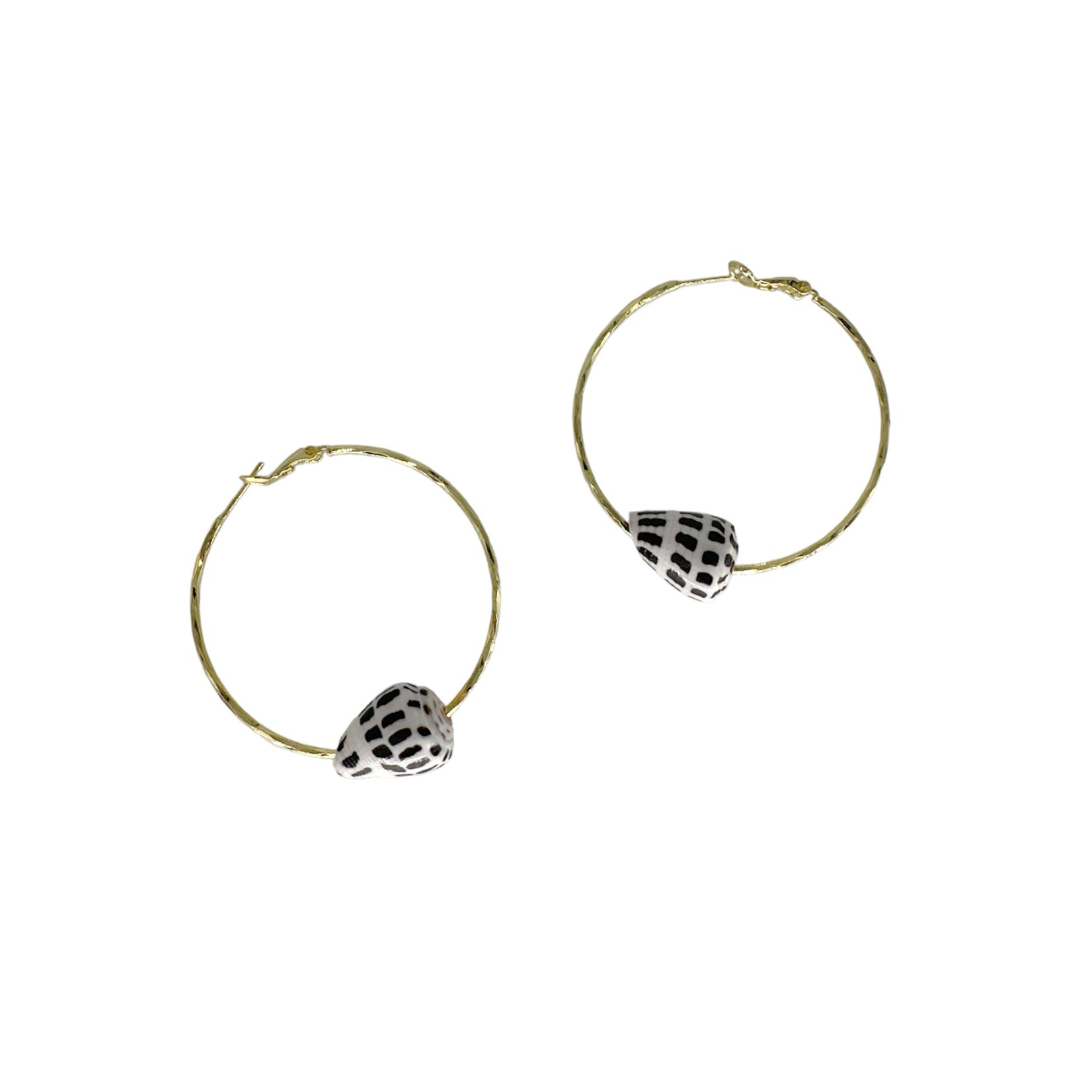15k Gold Plated Copper Hebrew Shell 50mm Hoop Earrings