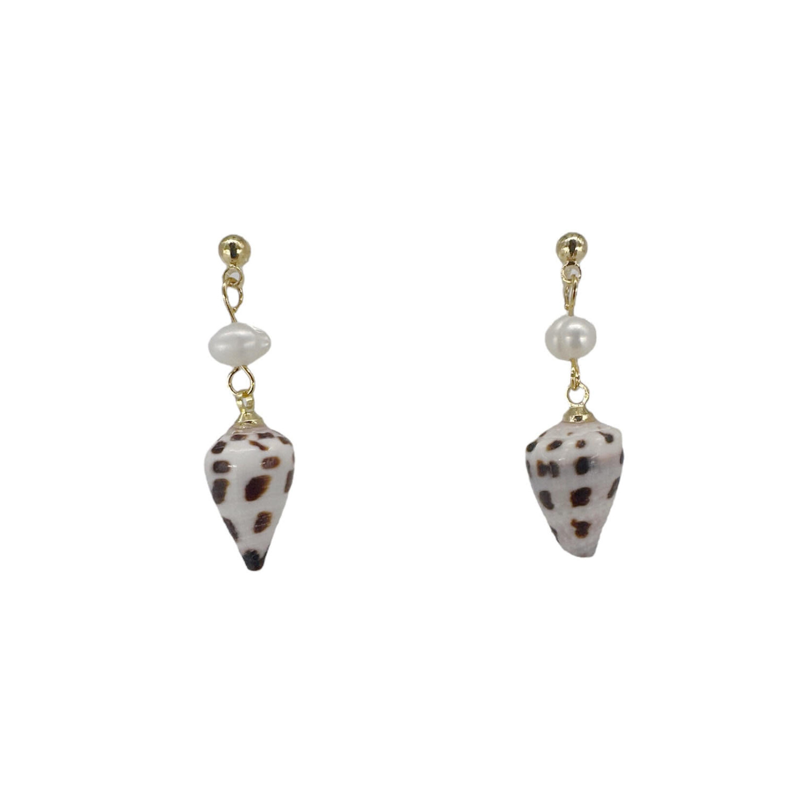 15k Gold Plated Earrings with Hebrew Shell and Fresh Water Pearl