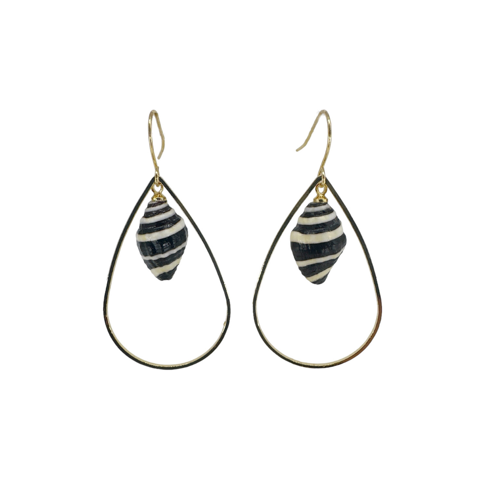 15k Gold Plated Raindrop Earrings with Dangling Shell