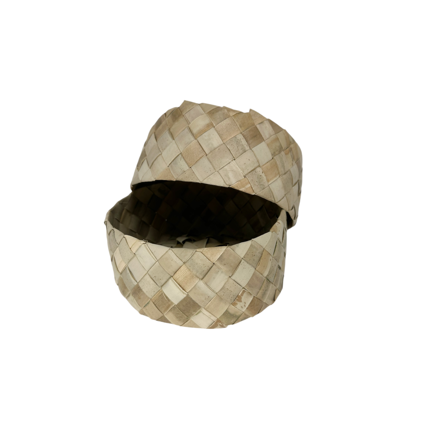 Woven Round Lauhala Box Small