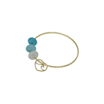 15k Gold Plated Bangle with Glass Beads and Heart Wave Charm