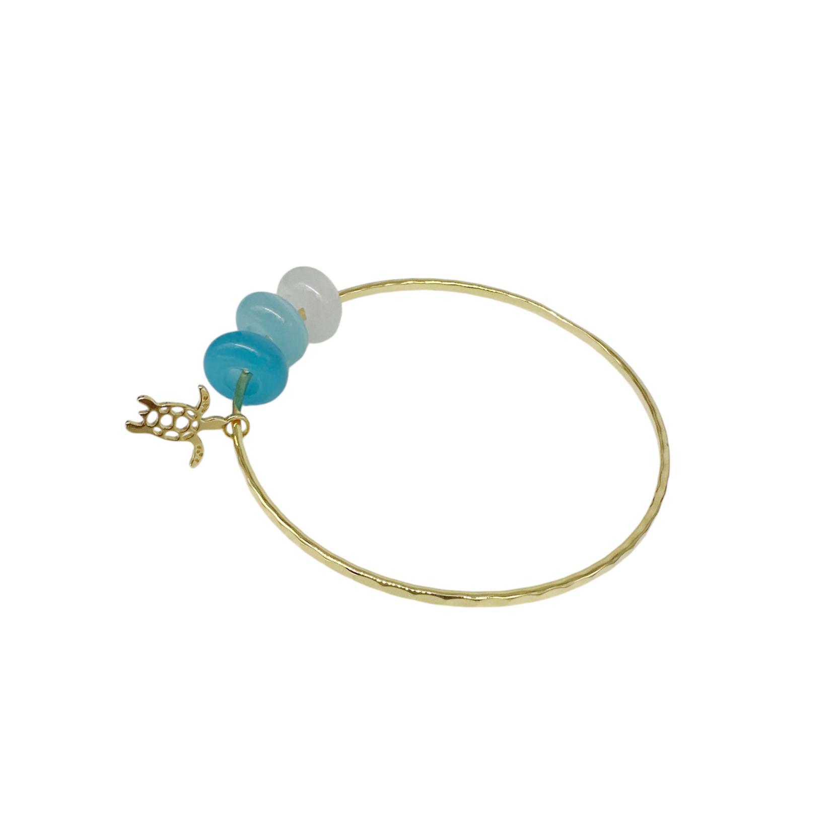 15k Gold Plated Bangle with Glass Beads and Turtle Charm