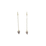 15k Gold Plated Hebrew Shell Heart Chain Dangle Earrings