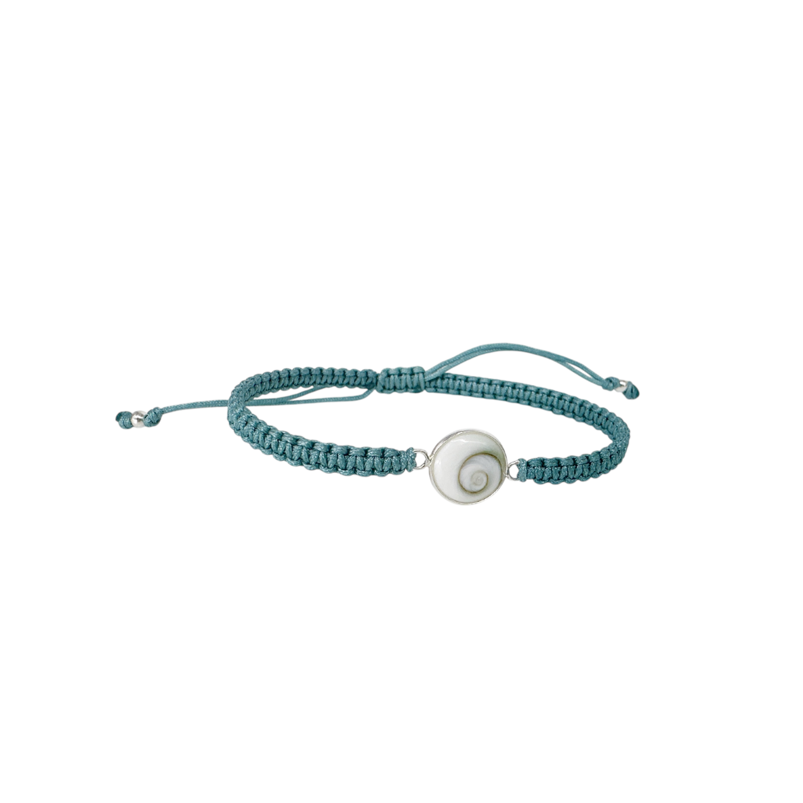 Adjustable String Bracelet with Eye of Shiva Seafoam