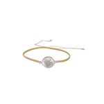 Adjustable String Bracelet with White Coin Pearl Peach
