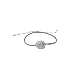 Adjustable String Bracelet with Silver Coin Pearl Grey