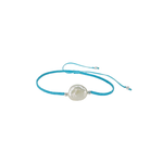 Adjustable String Bracelet with White Coin Pearl Light Blue