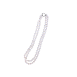 7mm Double Strand Cultured Freshwater Pearl Necklace with Sterling Silver Spring Ring Clasp White