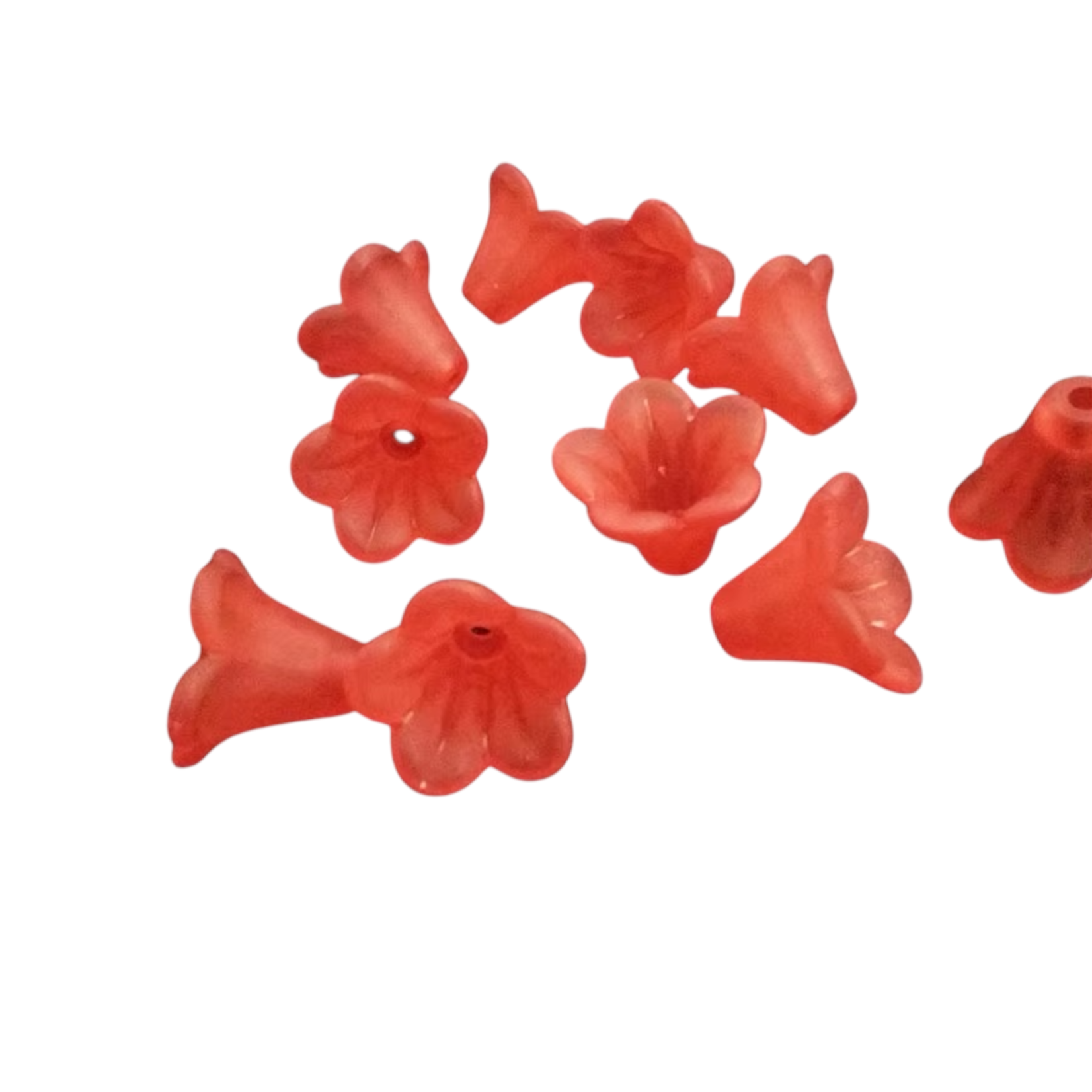 Frosted Acrylic Puakenikeni Beads 10x13mm Red, Pack of 50