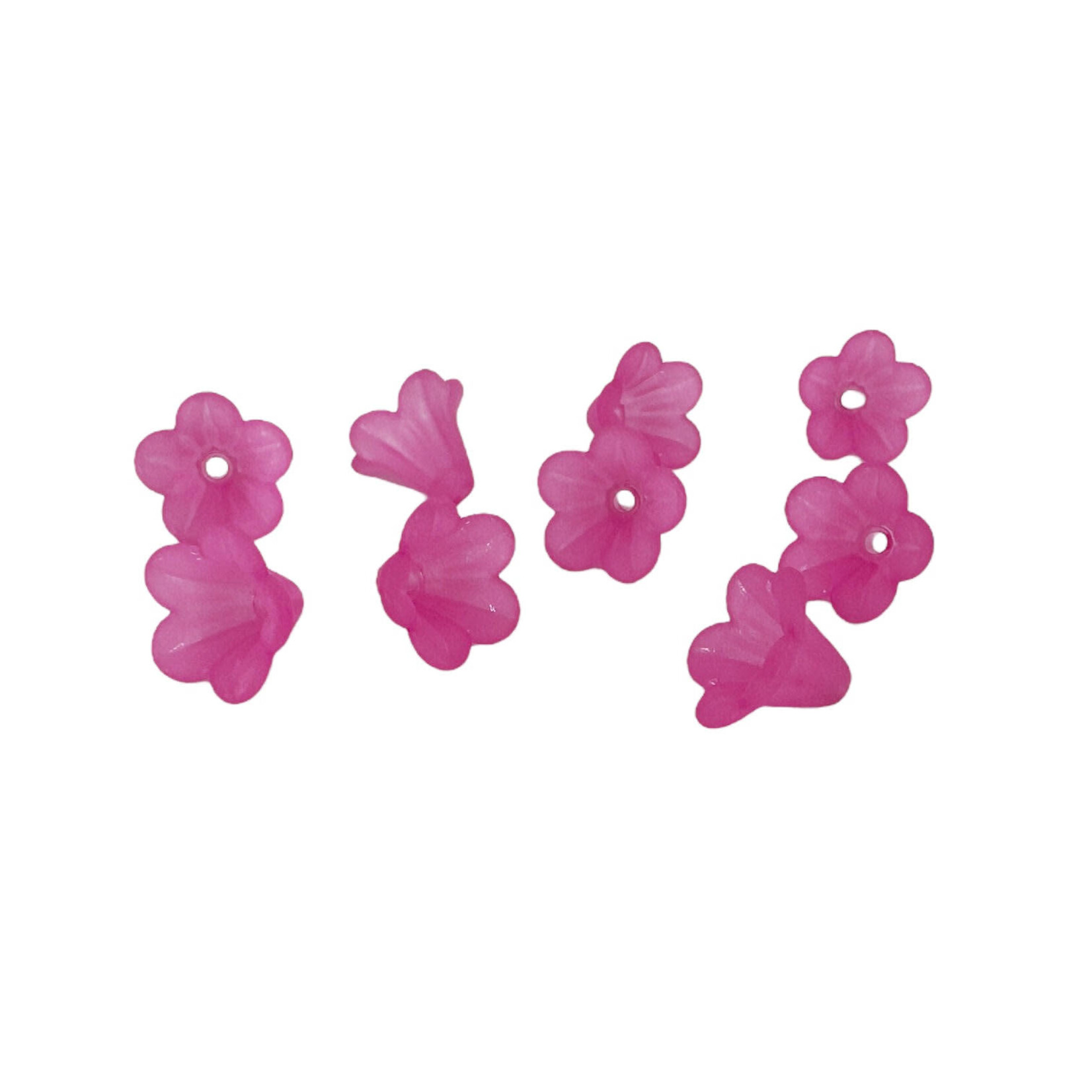 Frosted Acrylic Puakenikeni Beads 10x13mm Hot Pink, Pack of 50