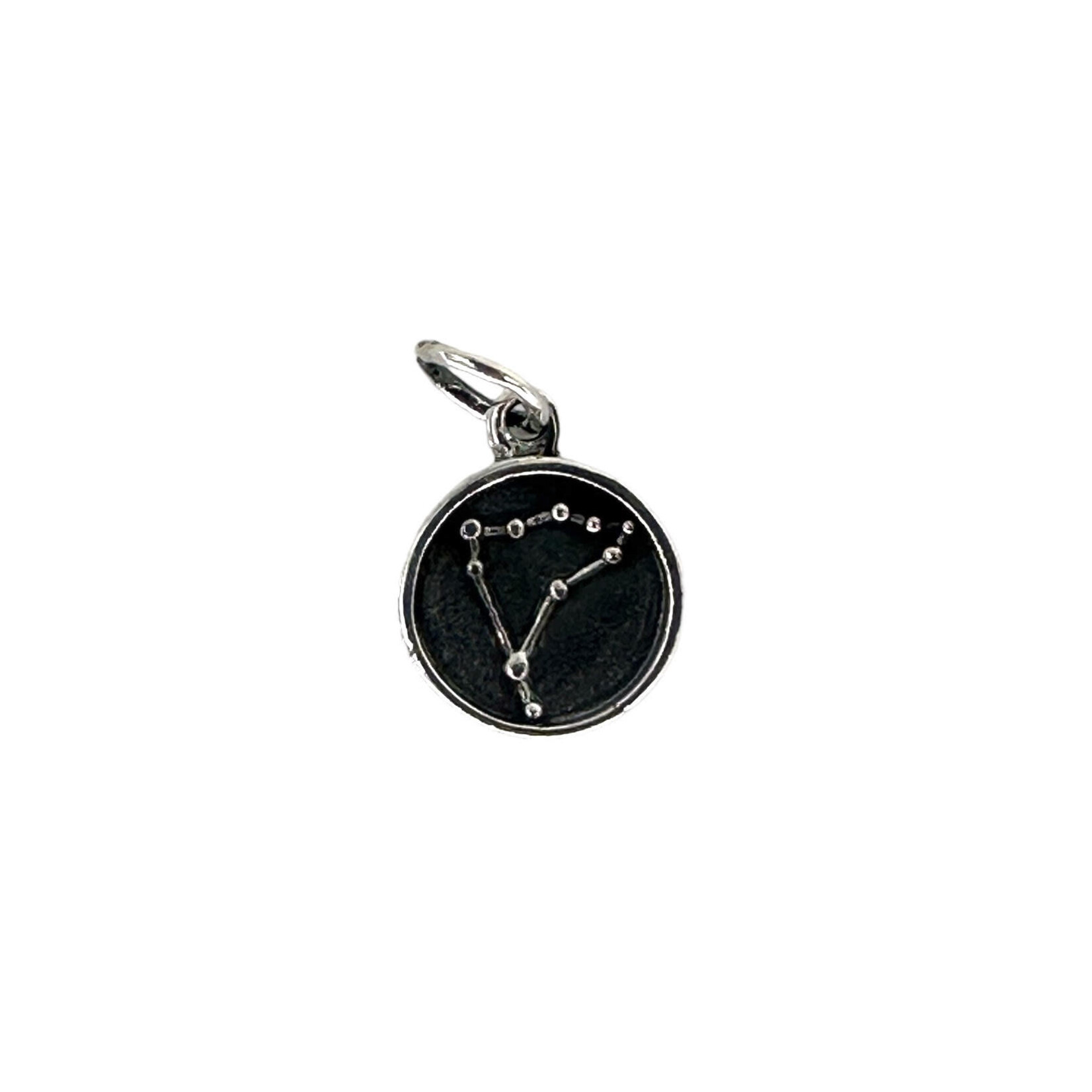 P408 Sterling Silver Capricorn Zodiac Sign and Constellation Reversible Pendant