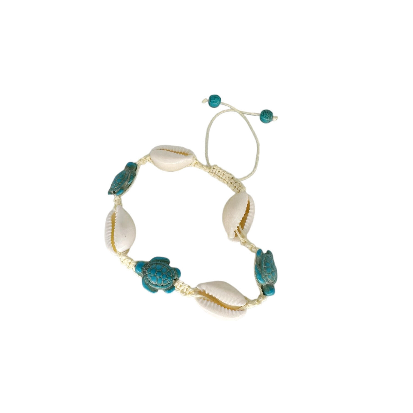 Turtle Bead & Cowry Shell Adjustable Bracelet