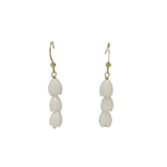 15k Gold Plated Copper Dangle Earrings with White Coral Powder Pikake Beads