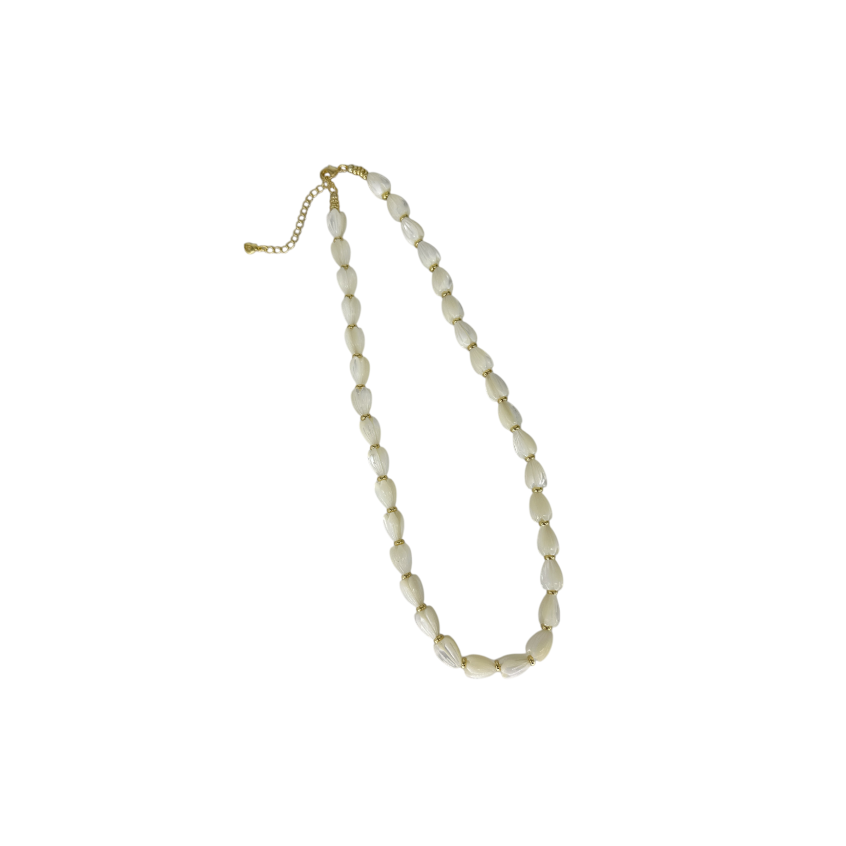 16-18" 15k Gold Plated Copper Mother of Pearl Pikake Bead Necklace