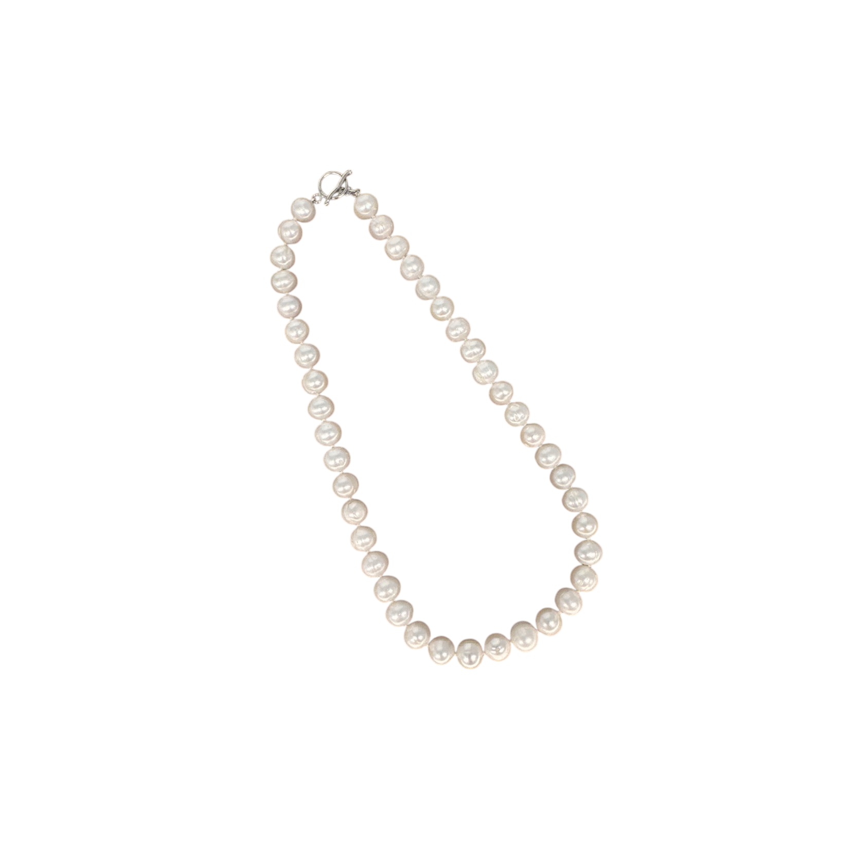10mm 18" Cultured Pearl Necklace with Sterling Silver Toggle Clasp  White