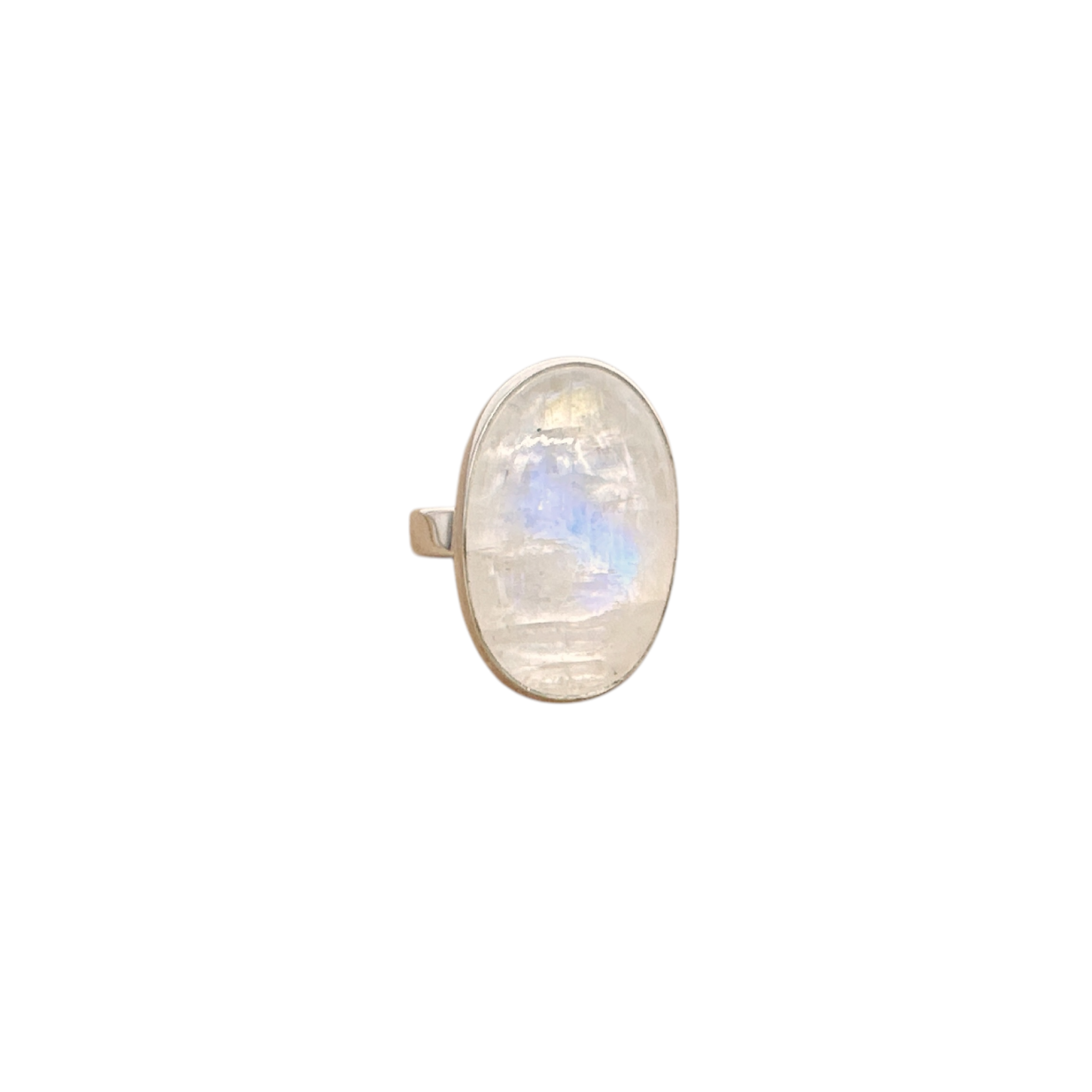Sterling Silver 15 x 8mm Oval Rainbow Moonstone Adjustable Ring Code 135
