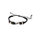 Shark Tooth & Wood Bead Adjustable String Bracelet Black