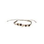 Shark Tooth & Wood Bead Adjustable String Bracelet Cream
