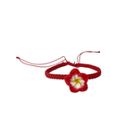 Plumeria Flower Adjustable String Bracelet Red