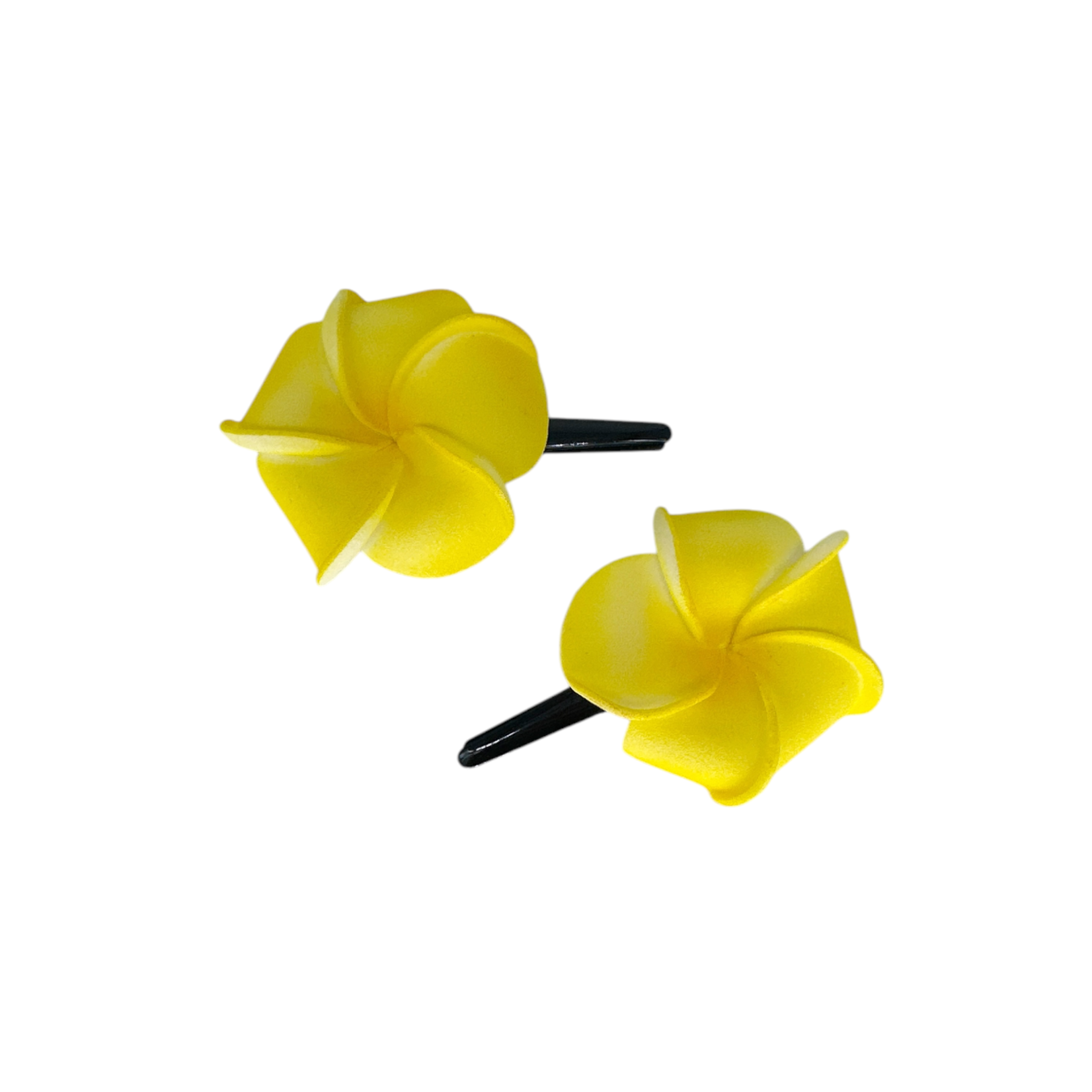 2" Plumeria Hair Clip, Set of 2 Yellow
