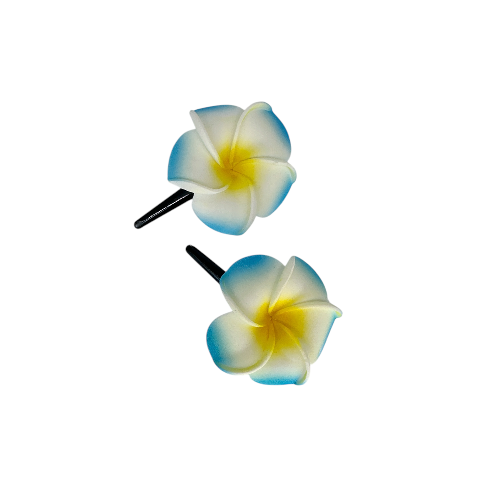 2" Plumeria Hair Clip, Set of 2 Blue