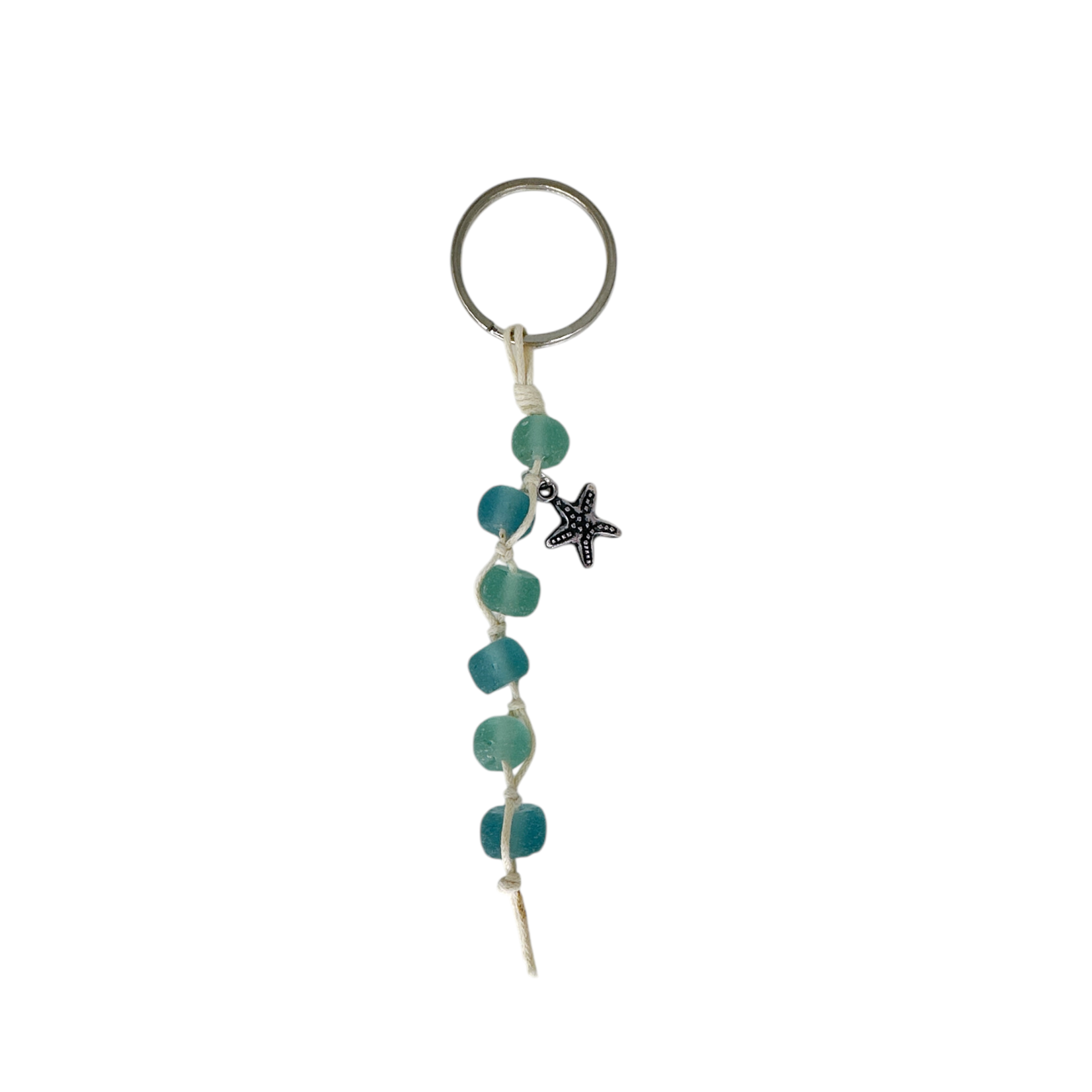 Beach Glass and Starfish Charm Keychain