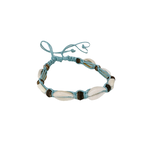 Cowry Shell Coconut Bead Adjustable String Bracelet Blue