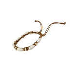 Cowry Shell Coconut Bead Adjustable String Bracelet Brown