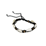 Cowry Shell Coconut Bead Adjustable String Bracelet Black