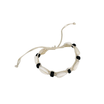 Cowry Shell Black Bead Adjustable String Bracelet Cream