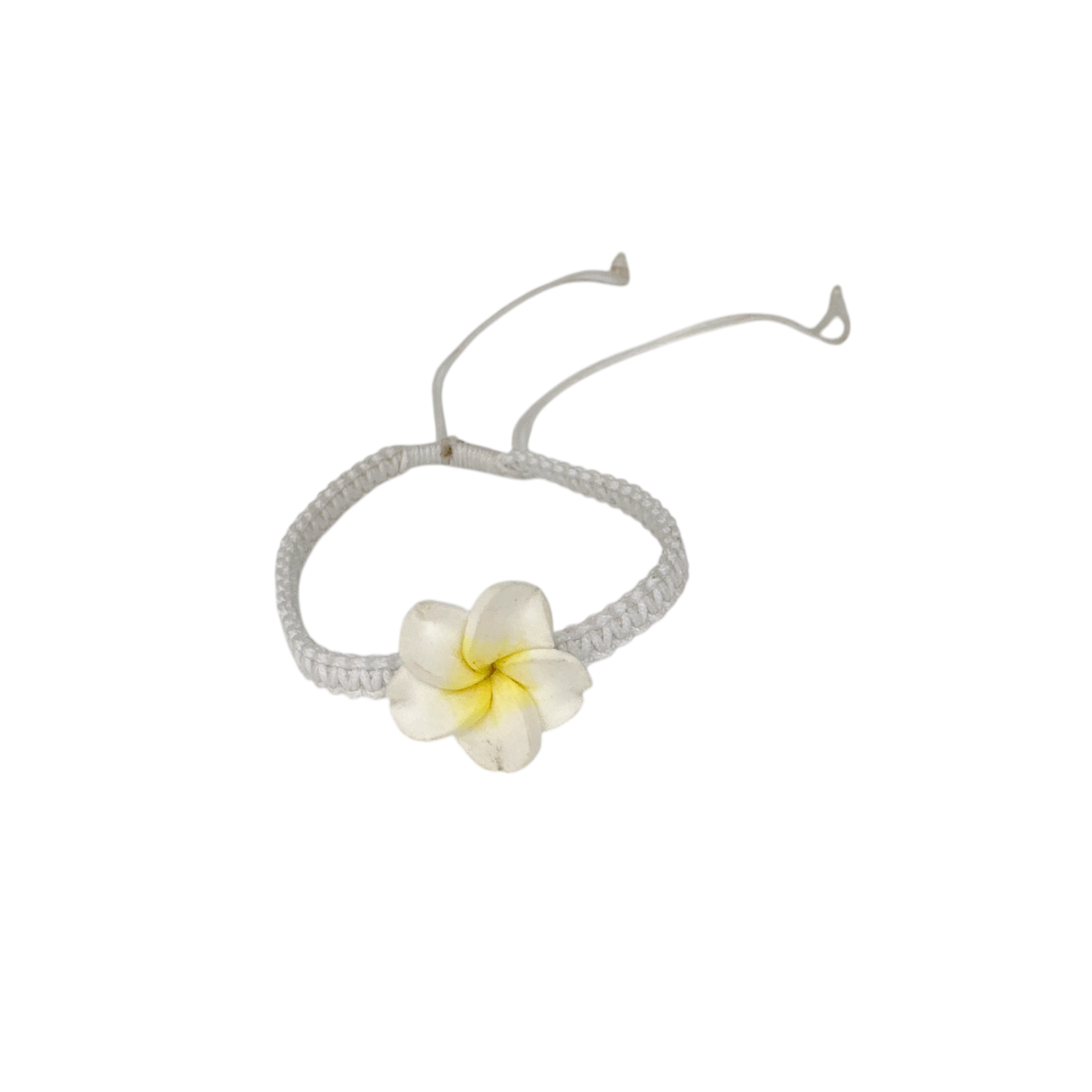 Plumeria Flower Adjustable String Bracelet White