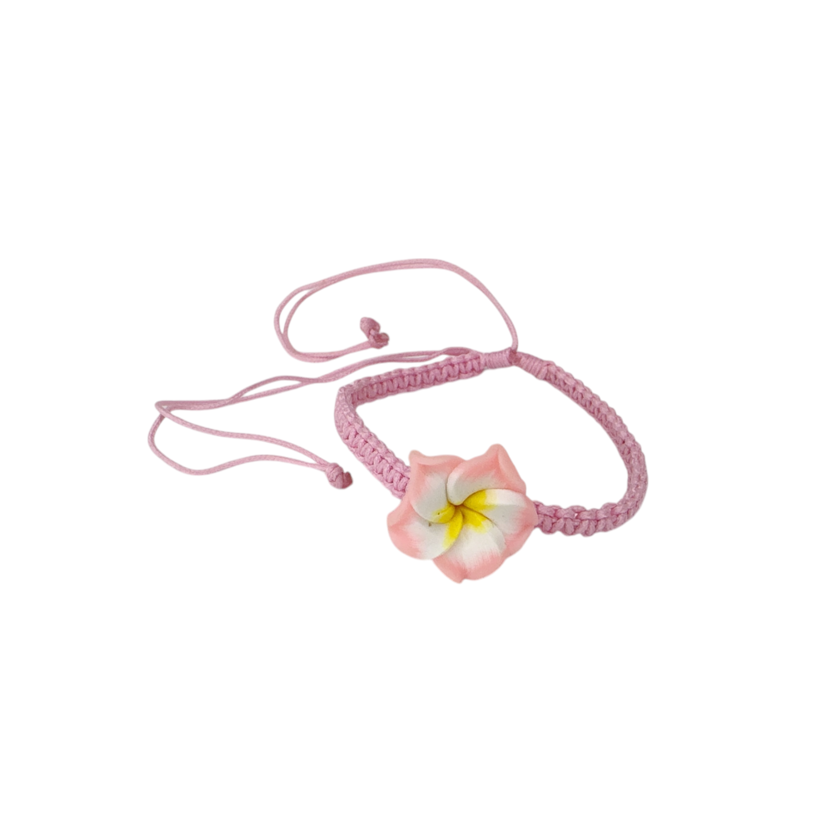 Plumeria Flower Adjustable String Bracelet Pink