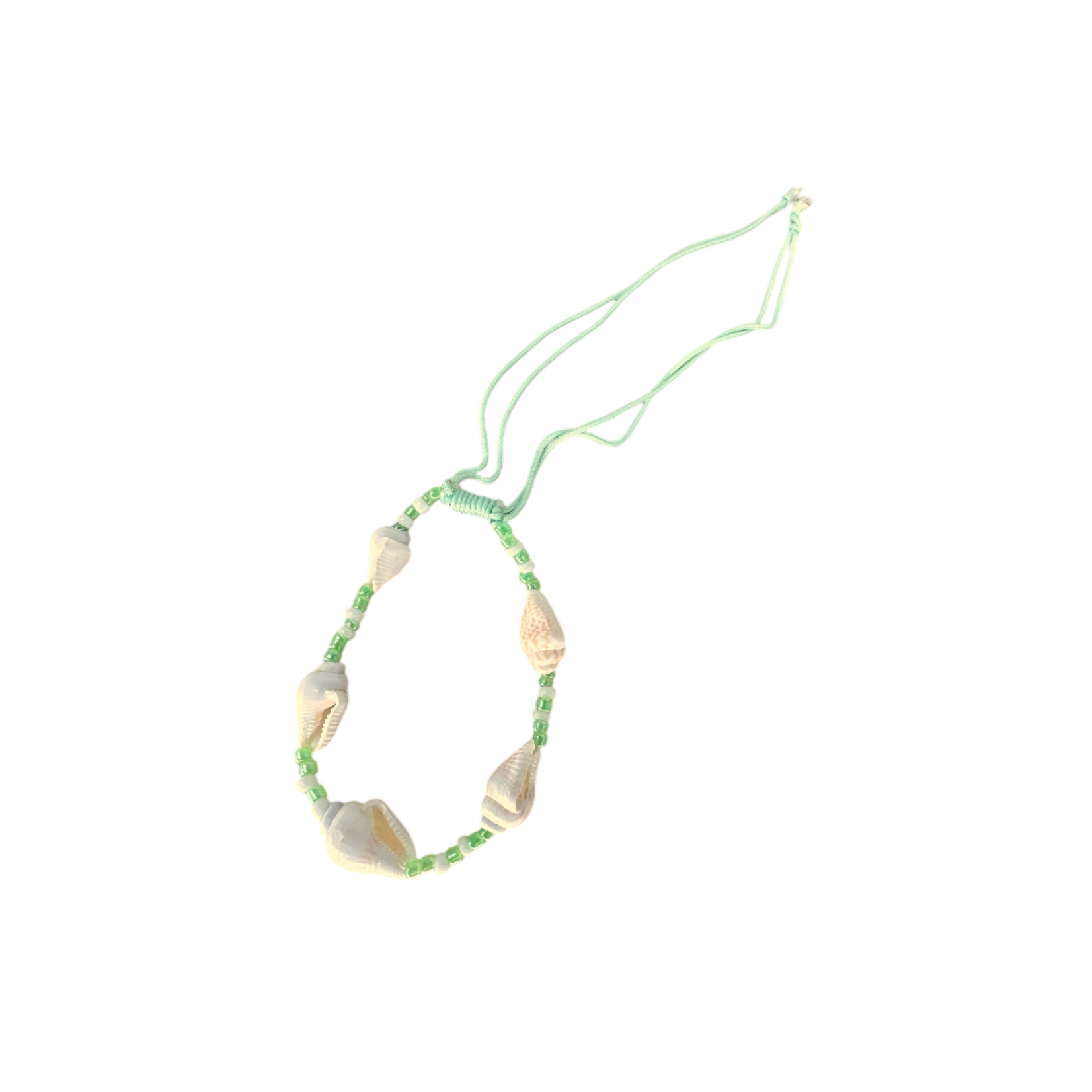 Tiny Shell Seed Bead Adjustable String Bracelet Mint
