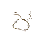 Tiny Shell Seed Bead Adjustable String Bracelet Light Brown