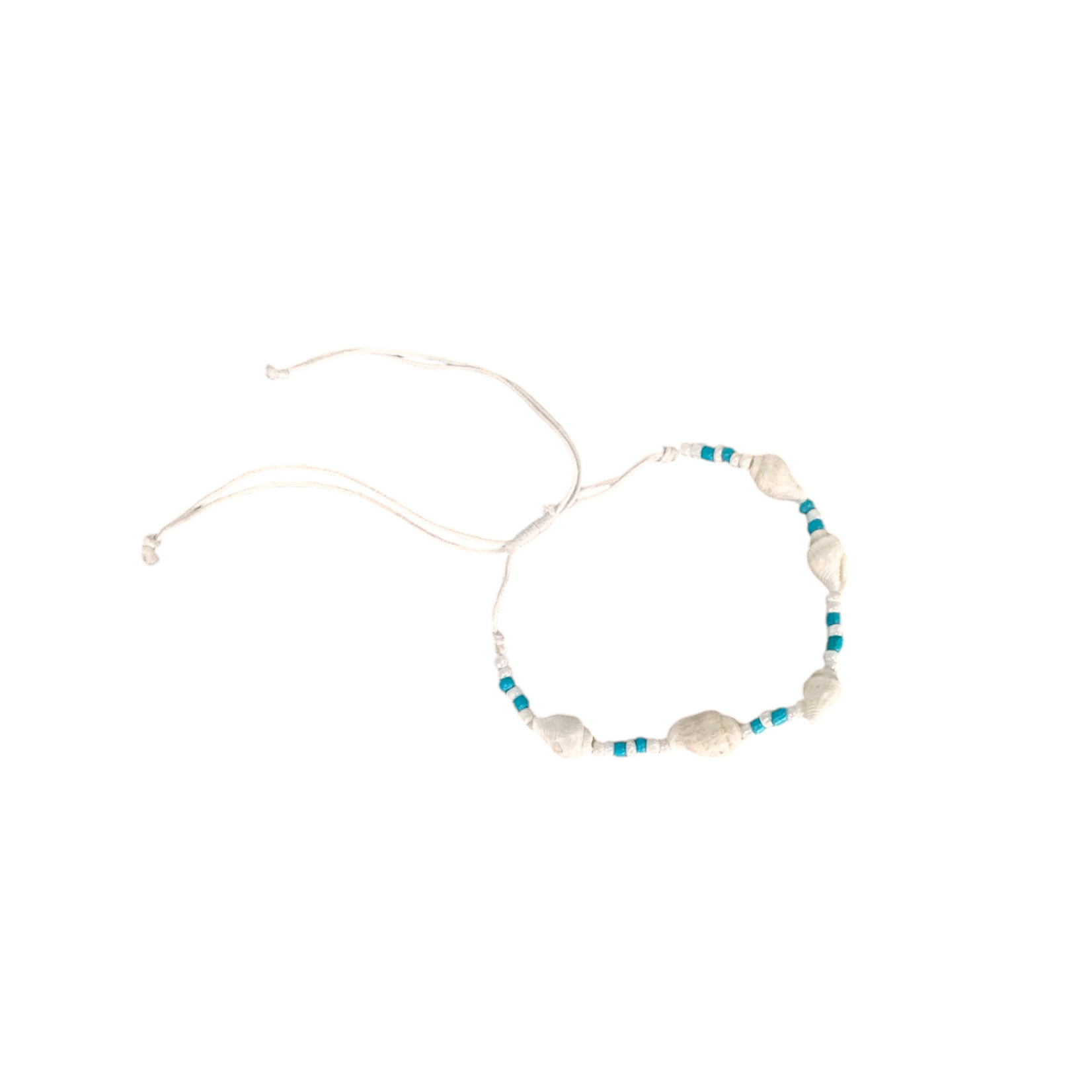 Tiny Shell Seed Bead Adjustable String Bracelet White