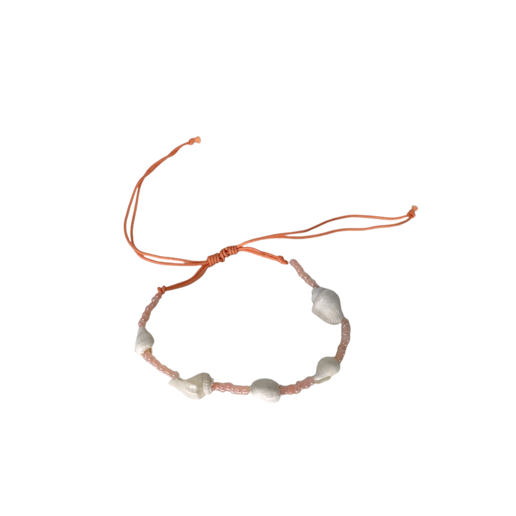 Tiny Shell Seed Bead Adjustable String Bracelet Coral