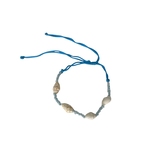 Tiny Shell Seed Bead Adjustable String Bracelet Blue